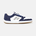 Men's Drift Driving Shoes in White/Navy, lateral view