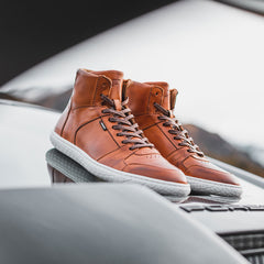 Men's Leather Apex High Top - Cognac (White Sole) – Piloti LLC