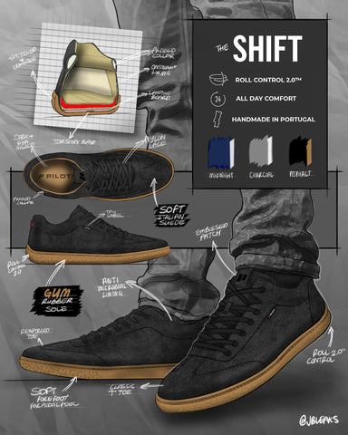 Men's Suede Shift Driving Sneaker - Asphalt (Gum Sole) – Piloti